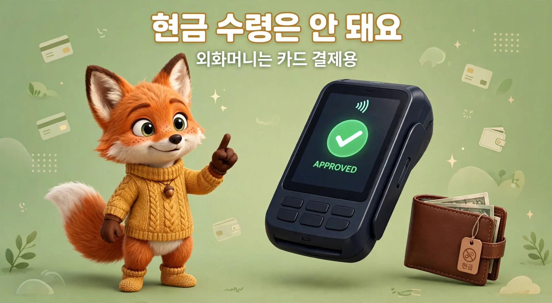 외화머니는 현금 수령 불가, 카드 결제용