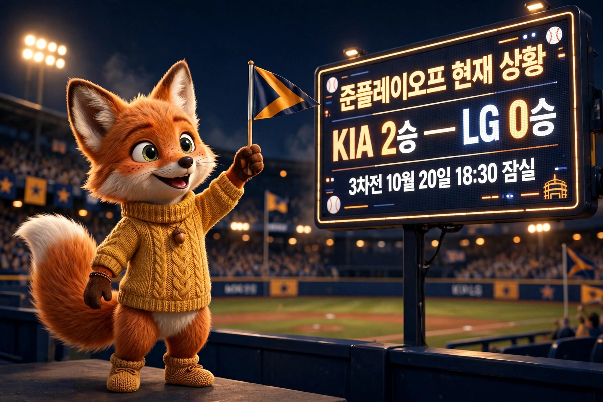 준플레이오프 현재 상황 - KIA 2승 LG 0승, 3차전 10월 20일 18시 30분 잠실