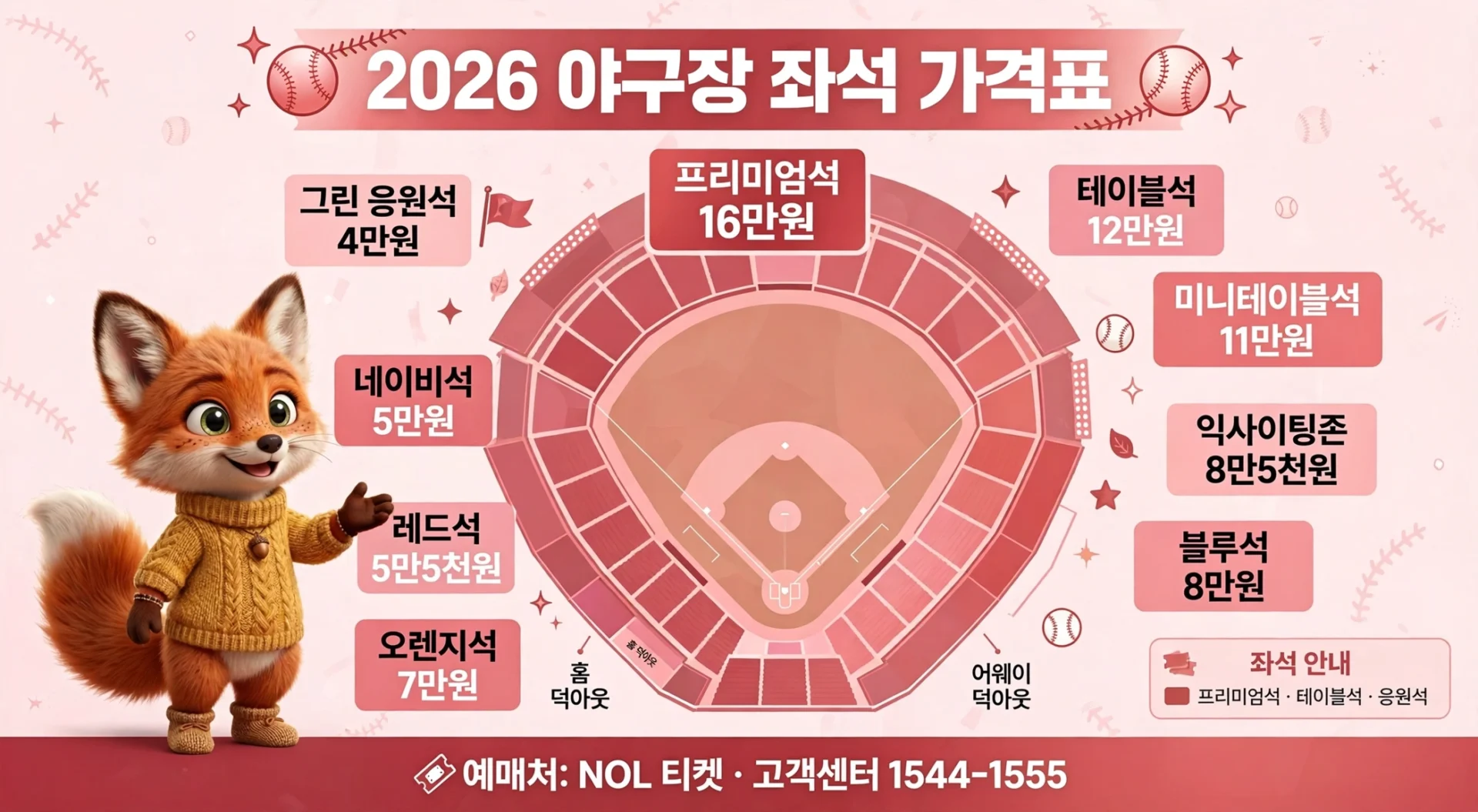 와일드카드 좌석 등급별 가격 안내 이미지