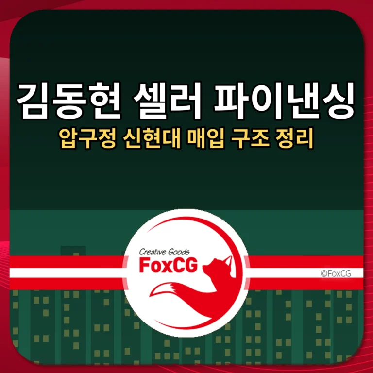 김동현 셀러 파이낸싱｜압구정 신현대 100억 매입 구조 정리