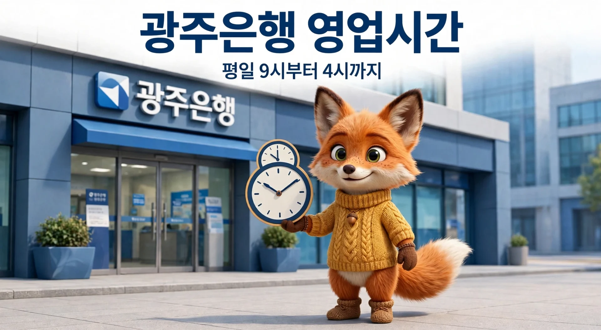 광주은행 영업시간 안내 — 평일 9시부터 4시까지, 주말 공휴일 창구 휴무 확인