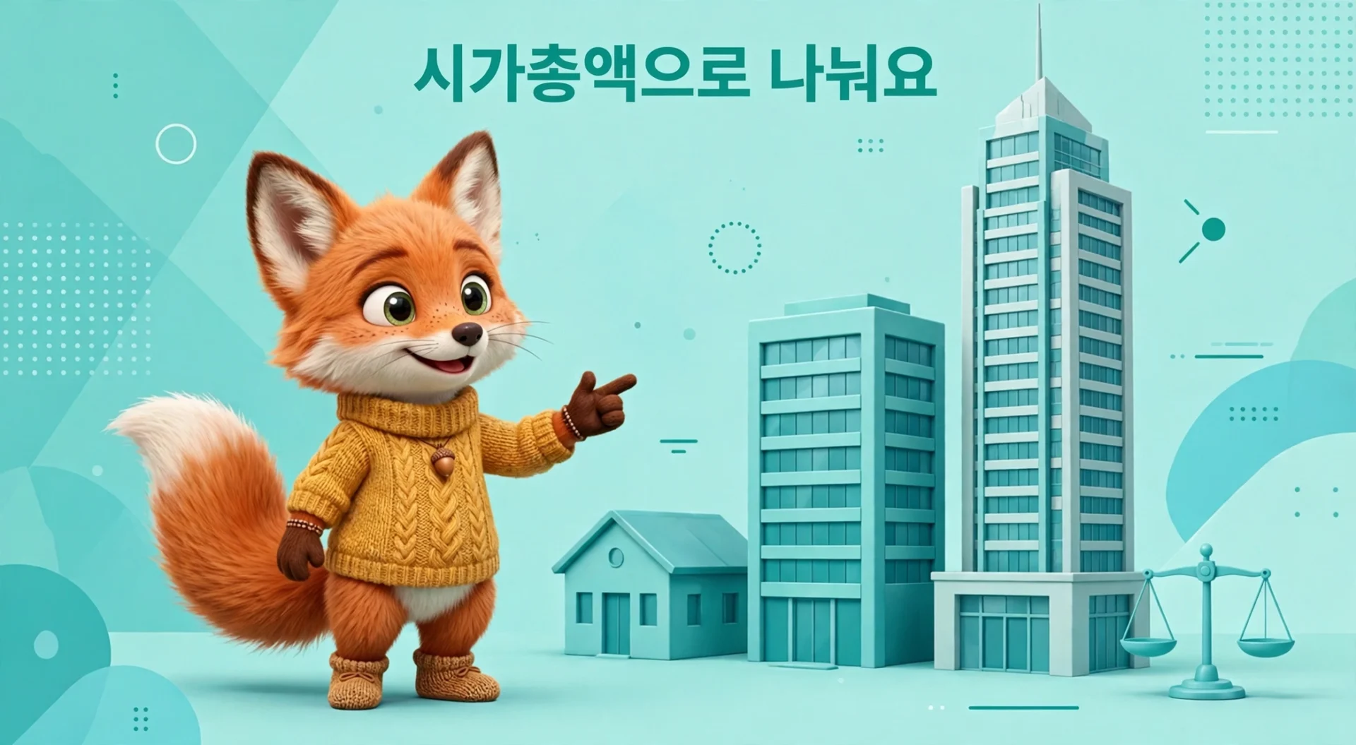 시가총액 규모로 대형주 중형주 소형주를 구분하는 여우 캐릭터