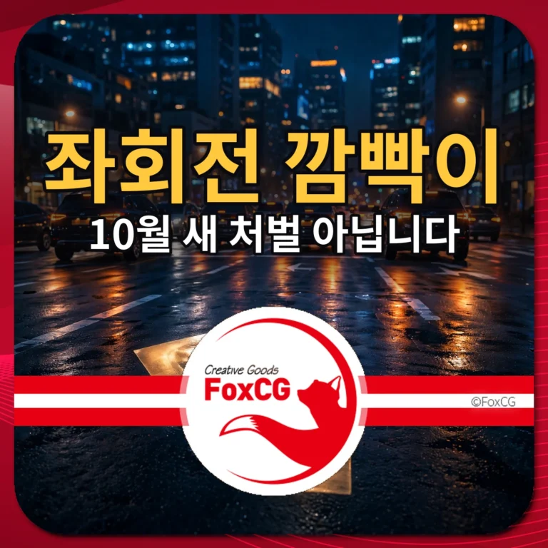 좌회전 깜빡이 단속 썸네일 - 밤 교차로 좌회전 화살표 노면 표시