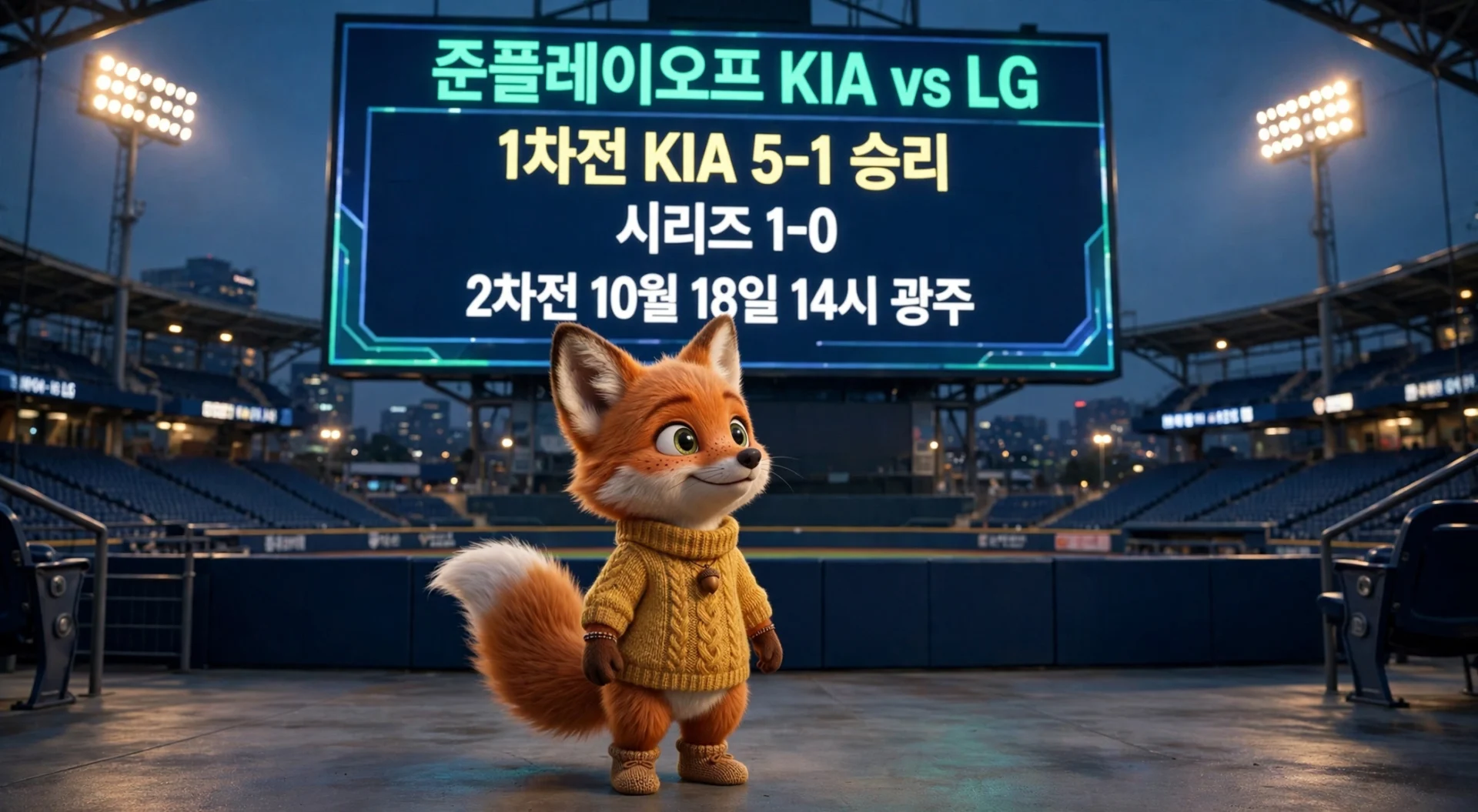 준플레이오프 KIA vs LG 1차전 결과 안내 이미지