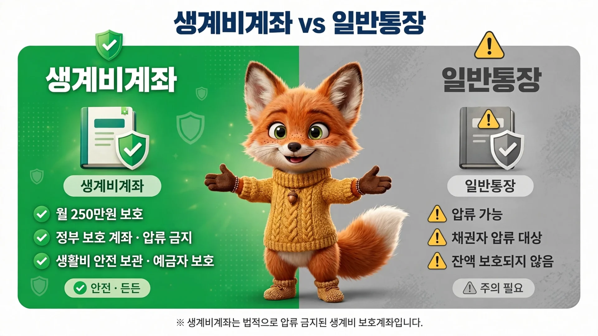 생계비계좌 vs 일반통장 비교