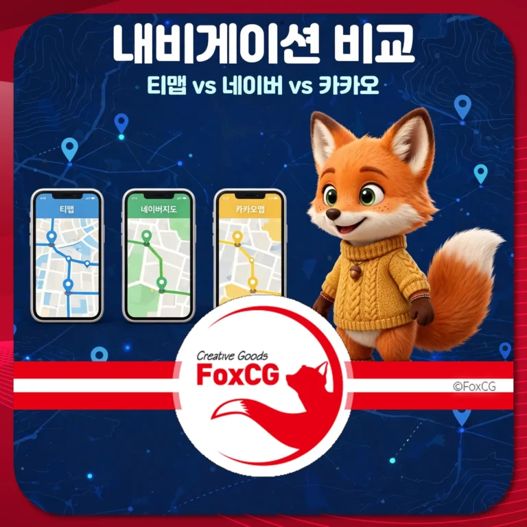 내비게이션 비교｜티맵 vs 네이버지도 vs 카카오맵 — 길안내·교통정보·기능 썸네일