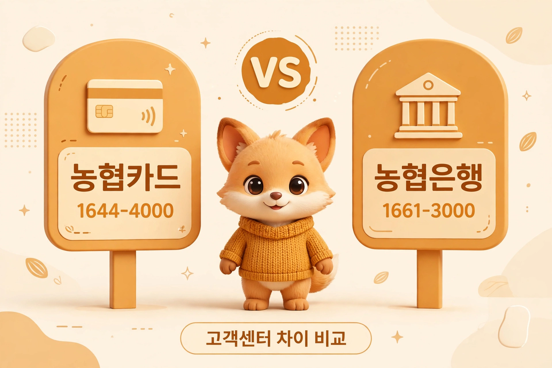 농협카드와 농협은행 고객센터 번호 구분 안내