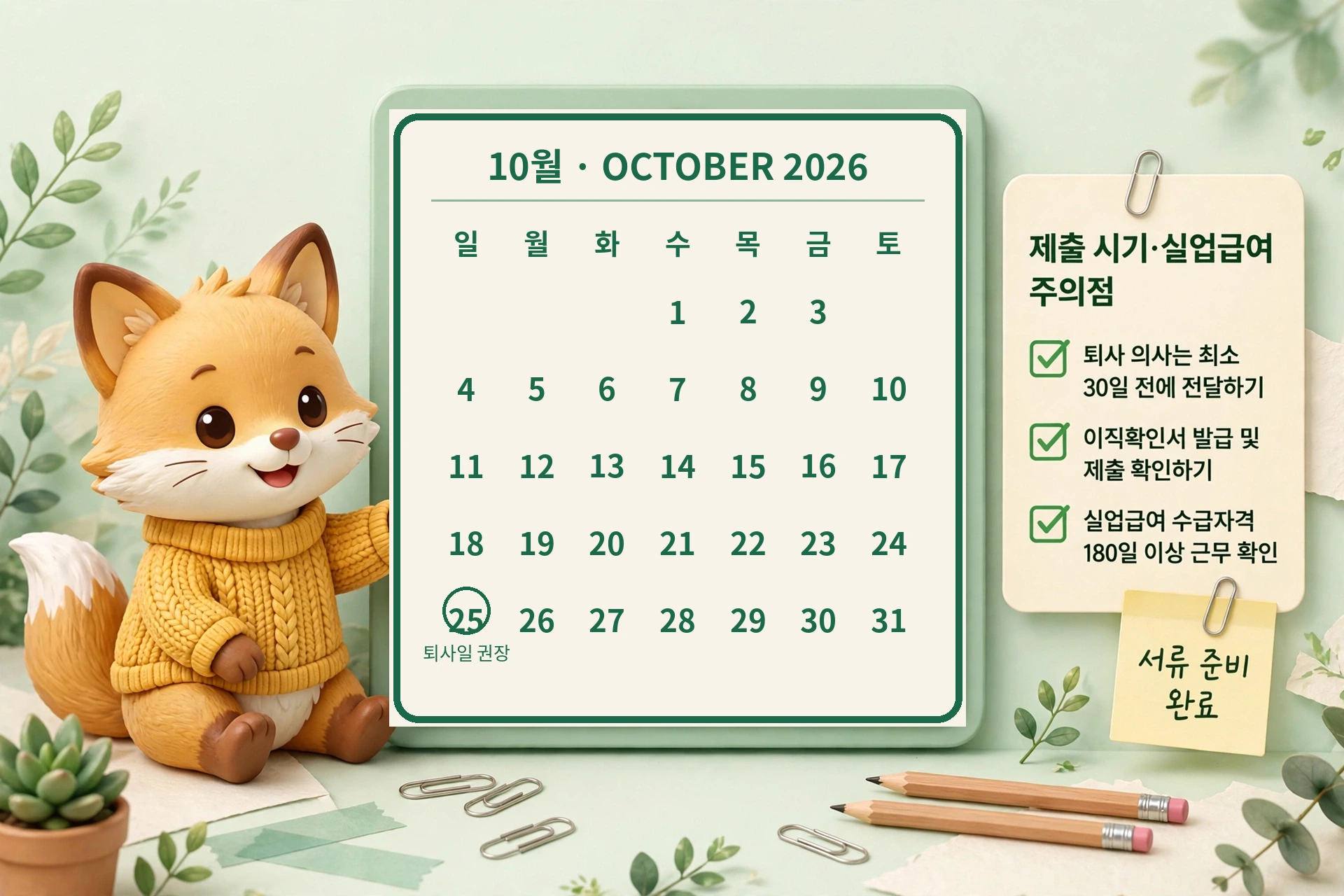사직서 제출 시기와 실업급여 주의점 안내