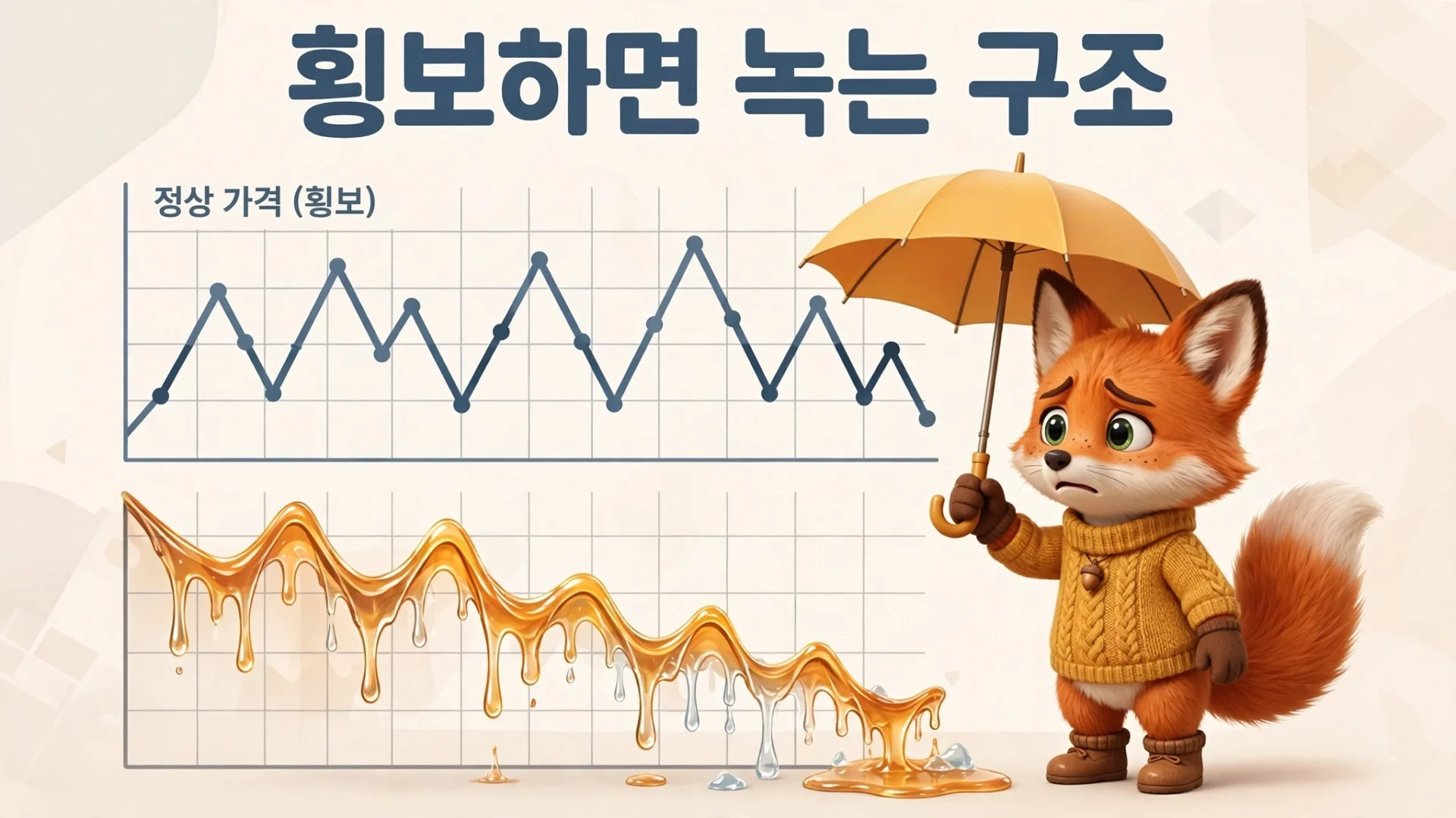 삼전닉스 레버리지 ETF 손실 구조 - 횡보장에서 녹아내리는 레버리지 차트 일러스트