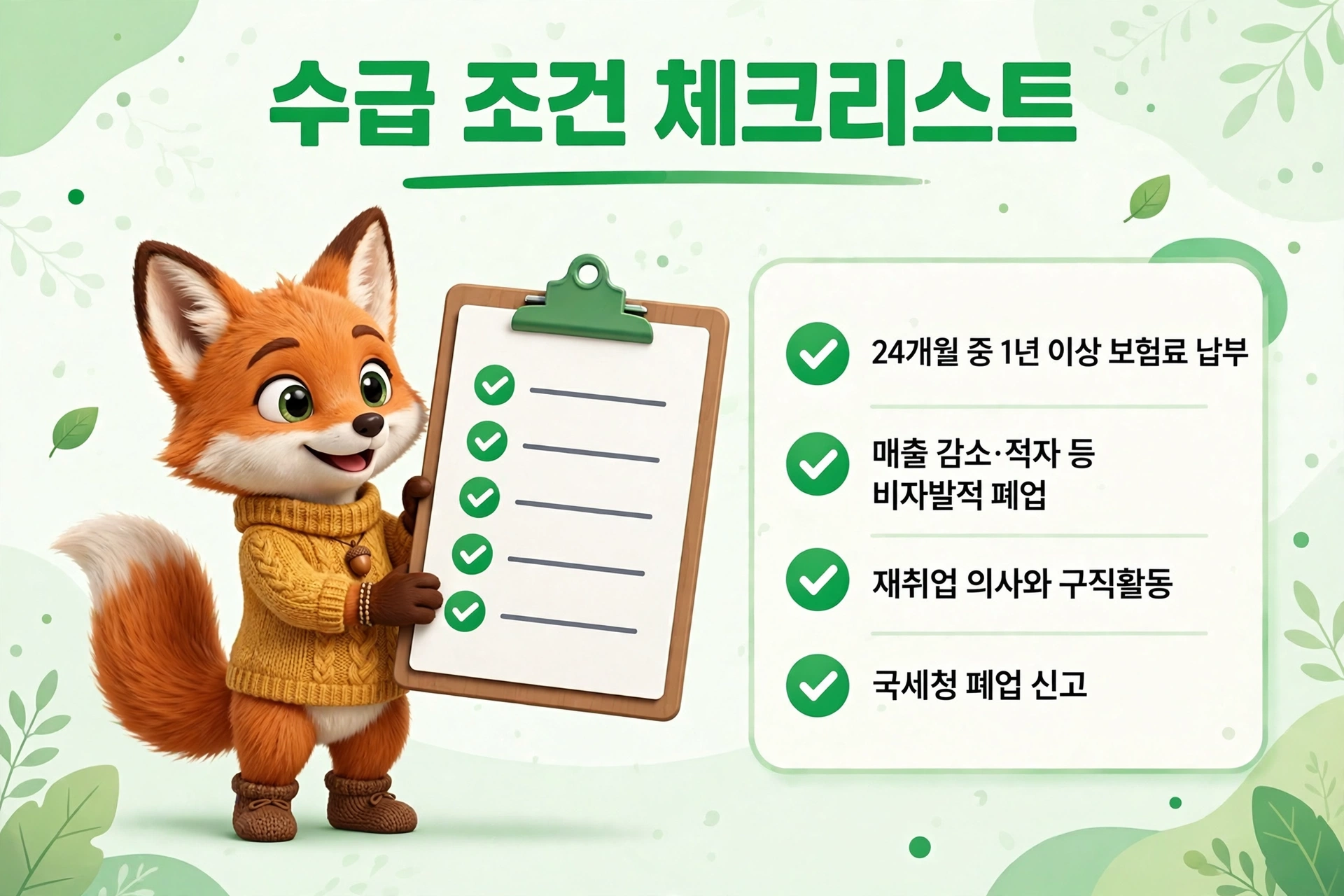 자영업자 실업급여 수급 조건 체크리스트 이미지