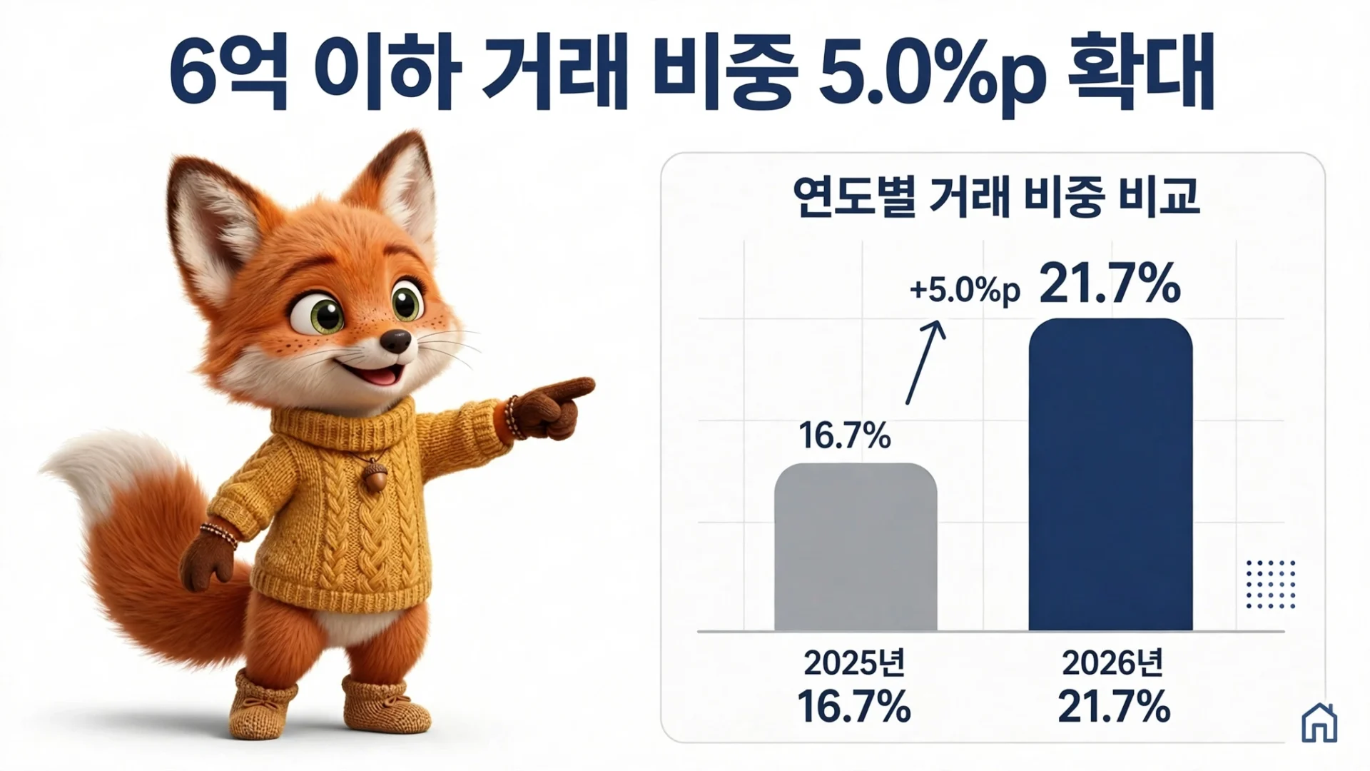 서울 6억 이하 아파트 거래 비중 16.7%에서 21.7%로 확대
