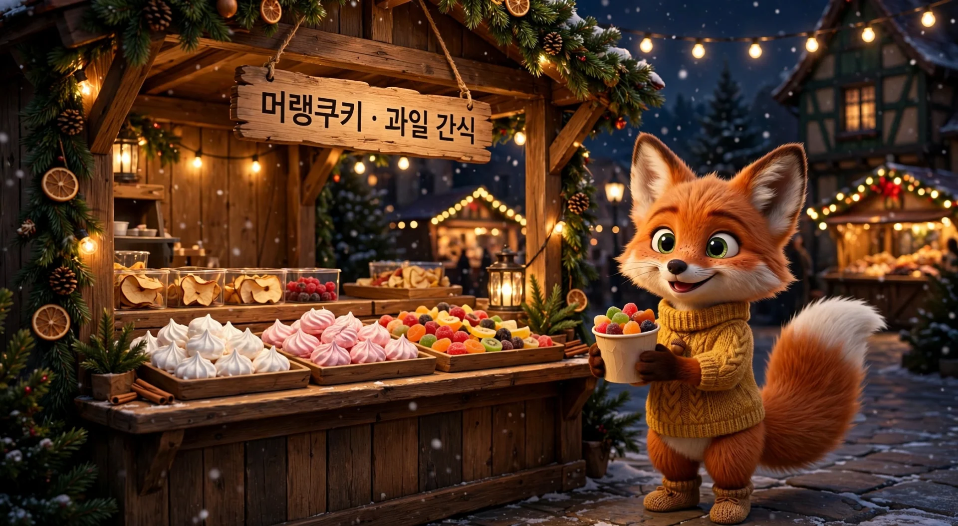 머랭쿠키와 과일 간식