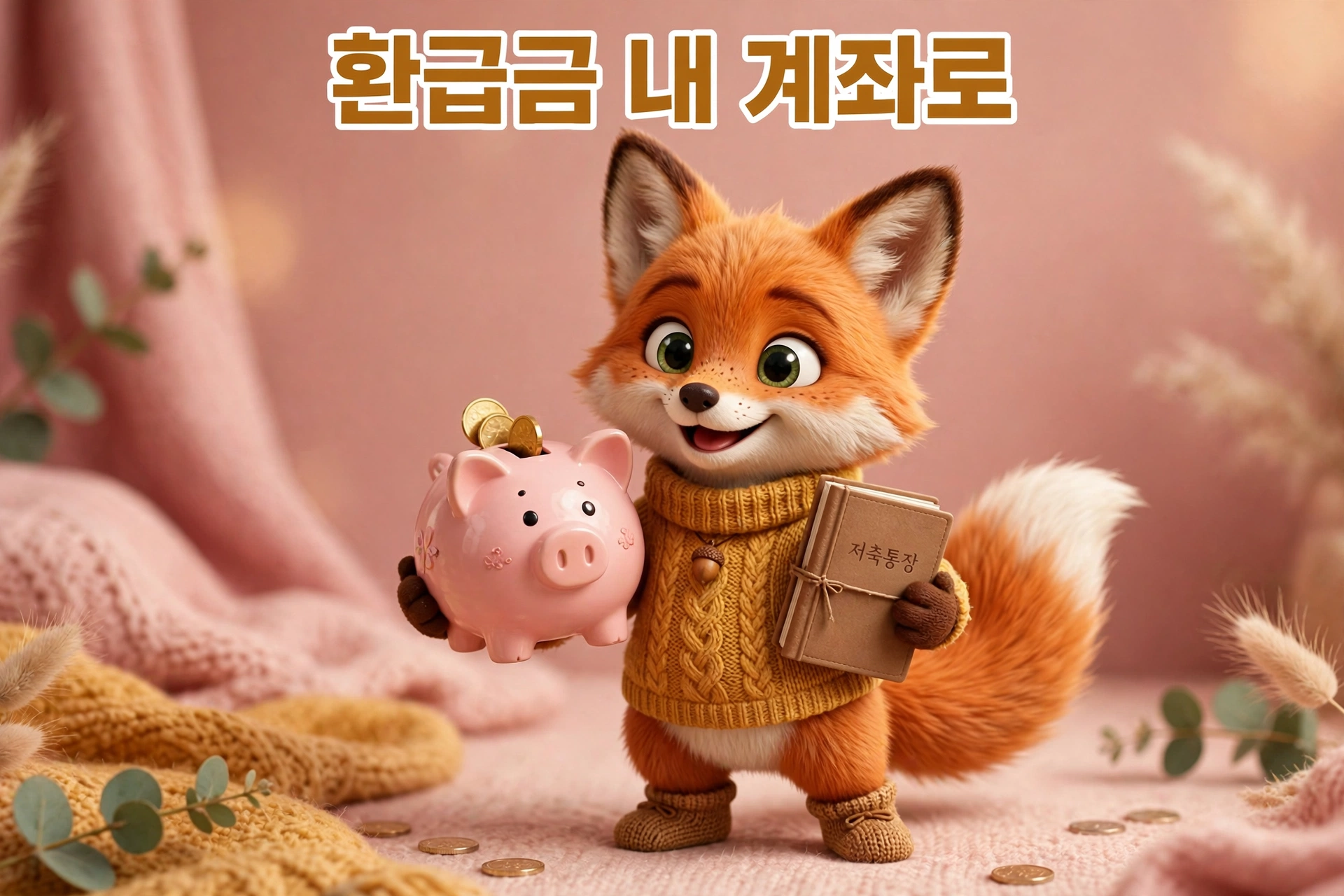 통신비 미환급금 환급금 내 계좌로 여우 캐릭터 저금통