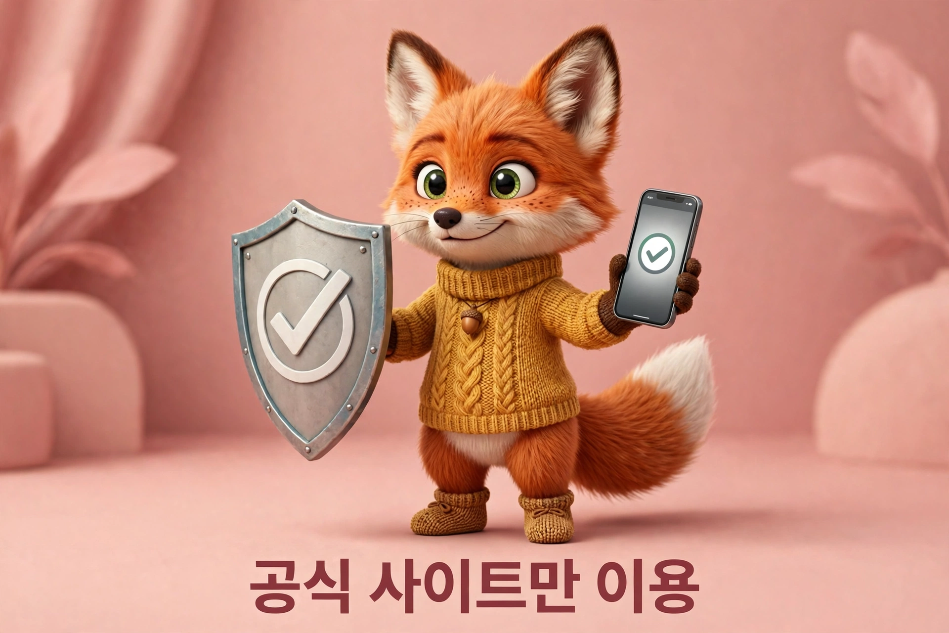 통신비 미환급금 공식 사이트만 이용 여우 캐릭터 방패