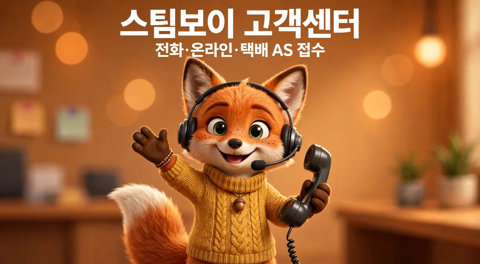 스팀보이 고객센터 안내 — 전화·온라인·택배 AS 접수 방법을 안내하는 이미지