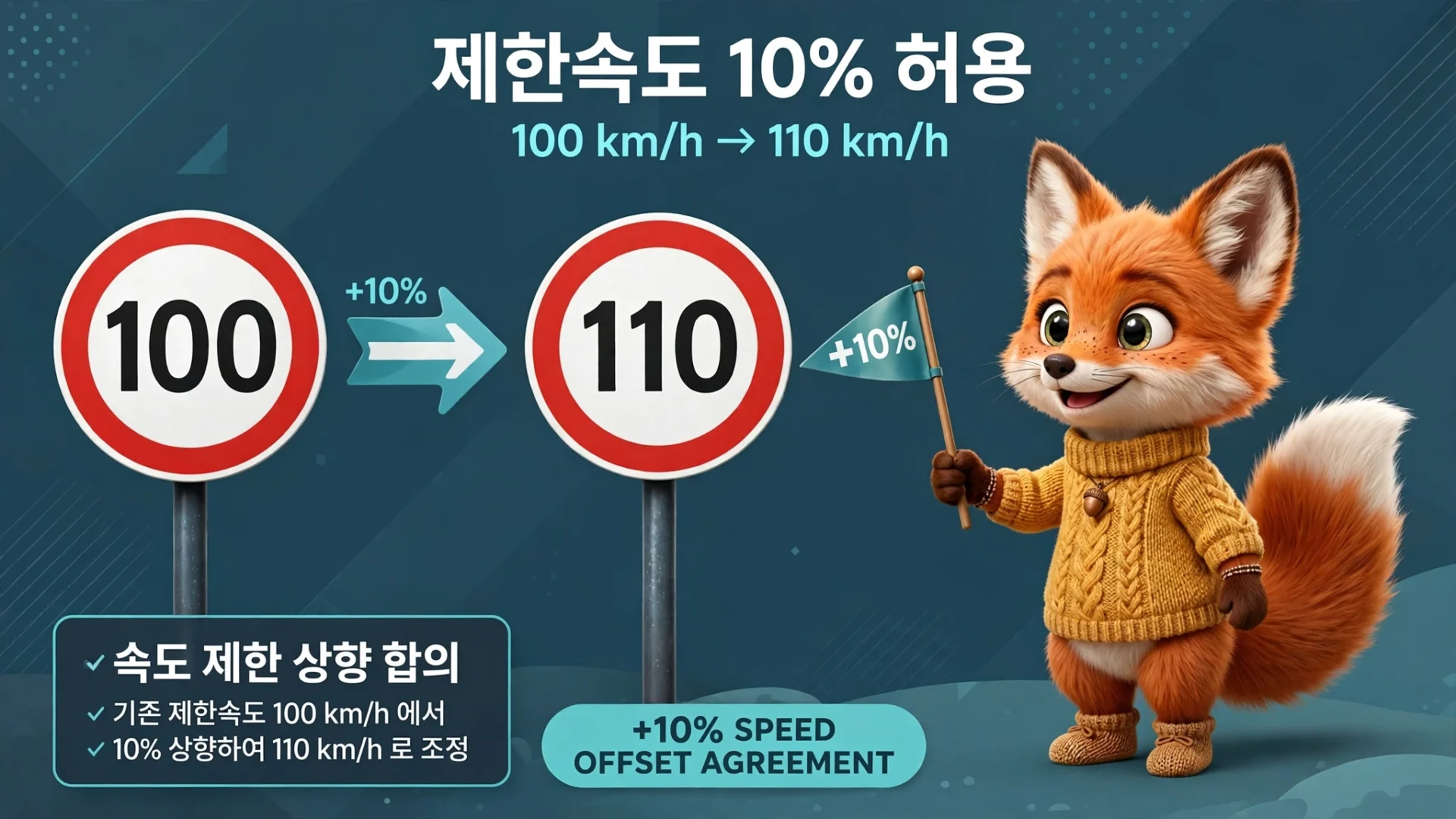 제한속도 10% 허용 합의 — 100km/h 구간에서 110km/h