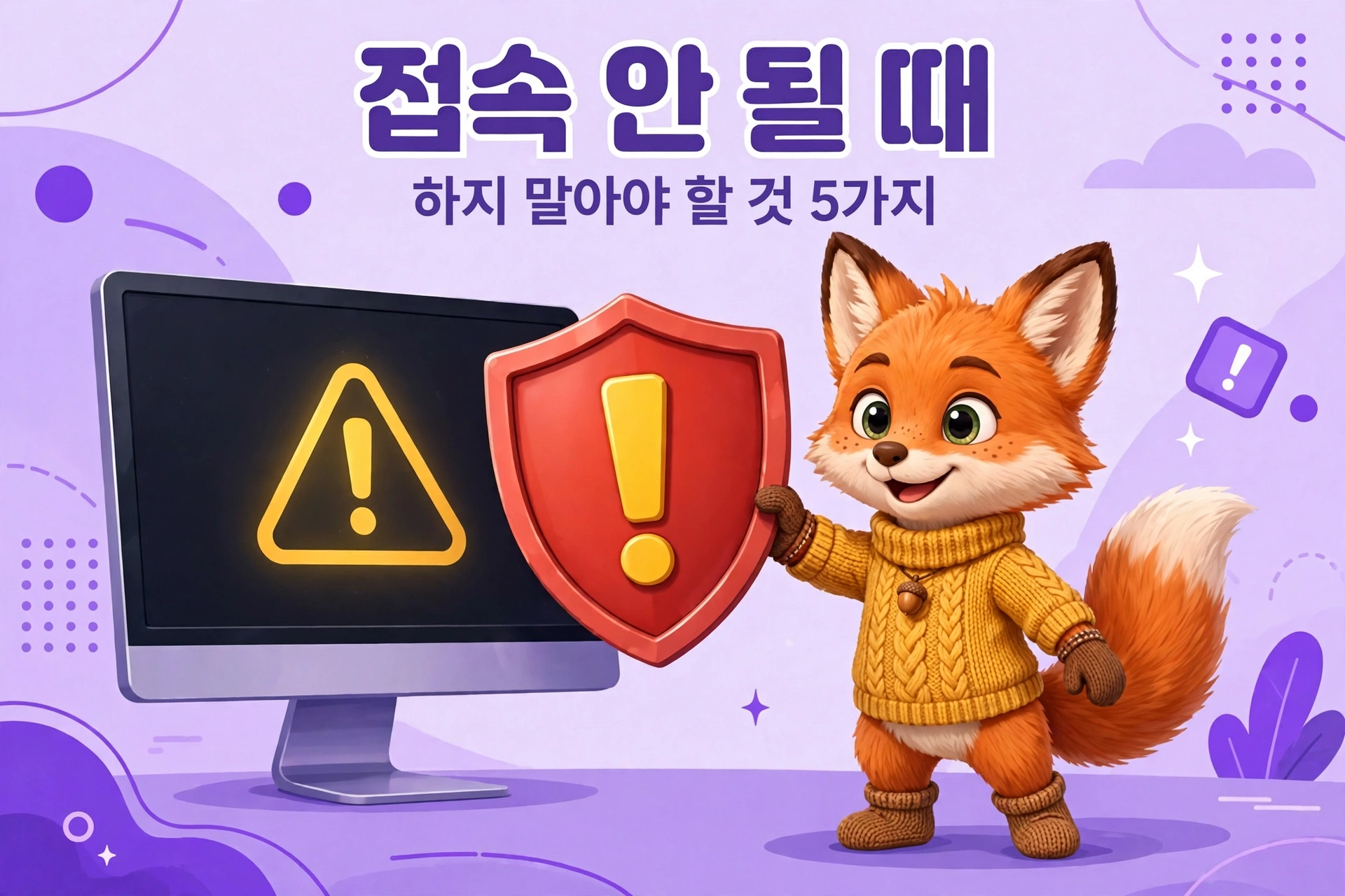 티비위키 접속 안 될 때 경고 안내 — 여우 캐릭터