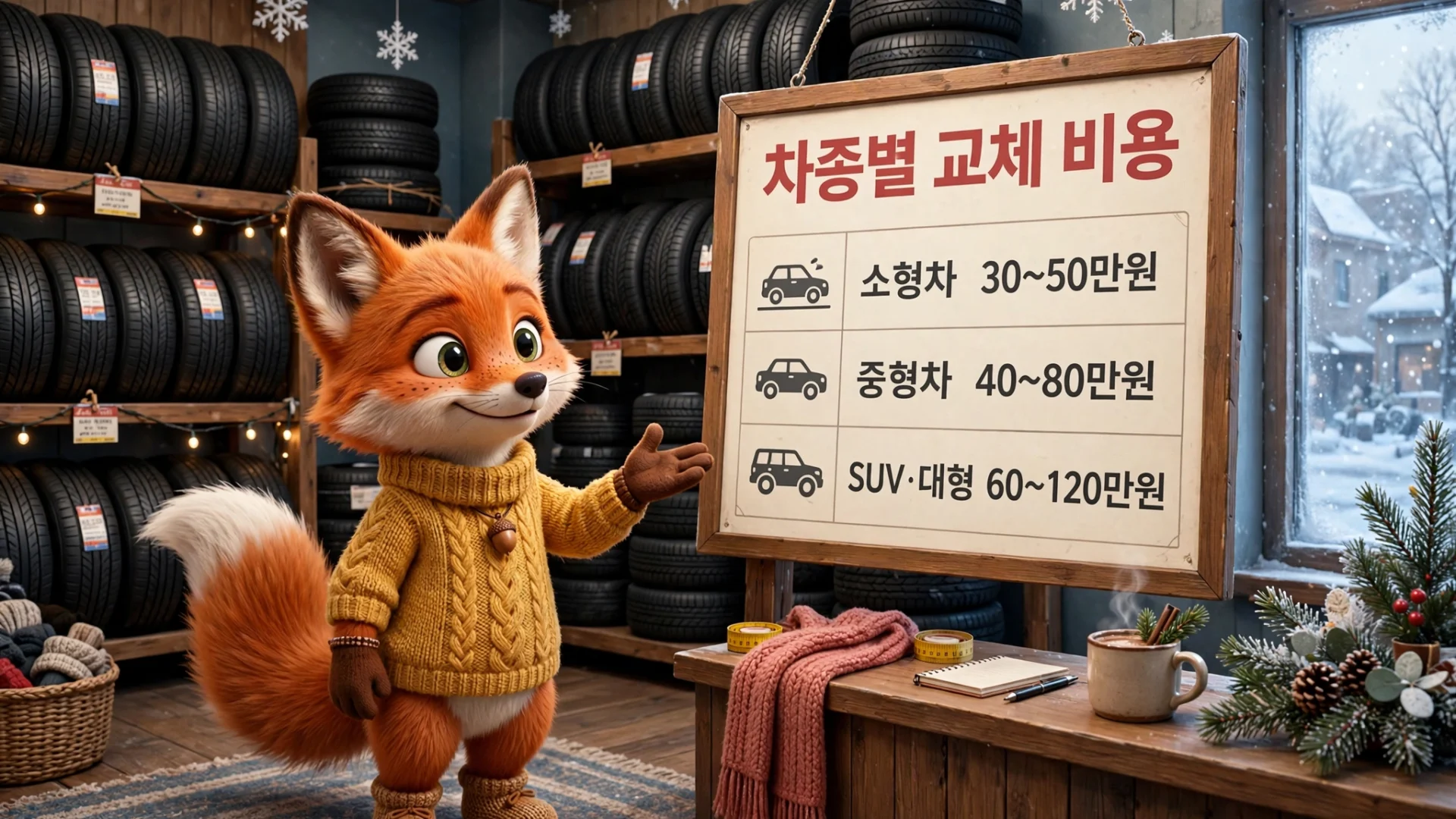 겨울 타이어 차종별 비용